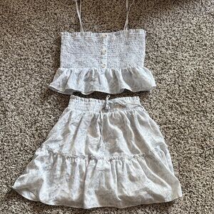 White and Blue Two-Piece Set